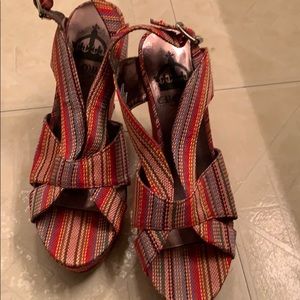 Fun colorful wedge sandals